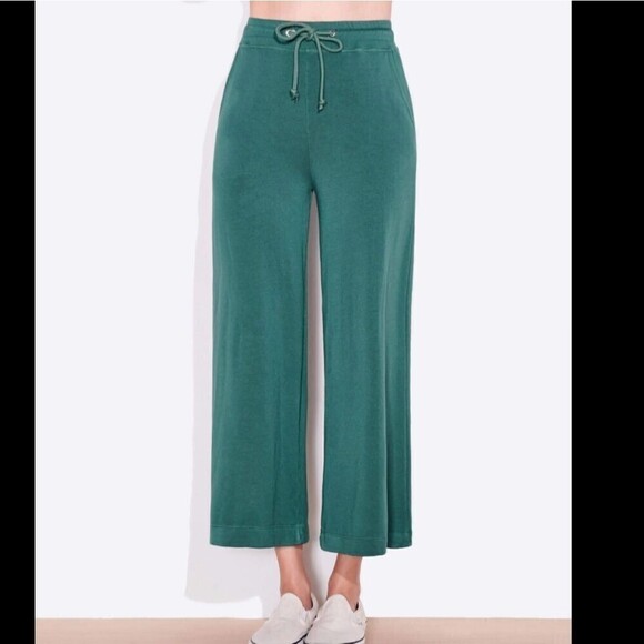 Sundry Jewel Green Cropped Flare Sweatpant - Picture 1 of 8